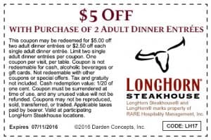 Longhorn $5 off