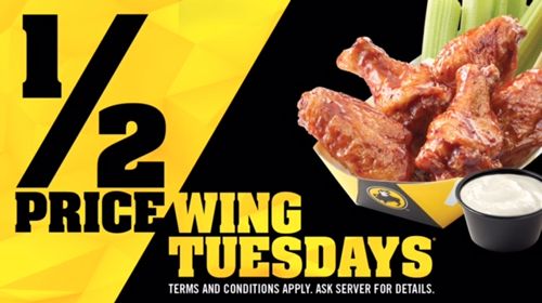 Get Half Priced Wings at Buffalo Wild Wings