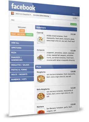 Facebook food menu ordering sample