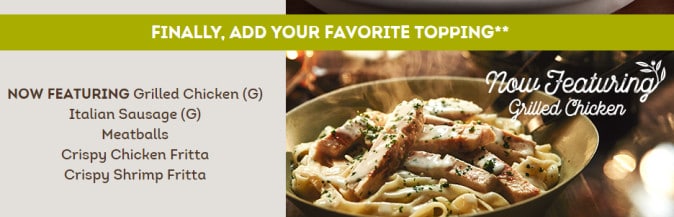 Olive Garden Never Ending Pasta includes Chicken Alfredo