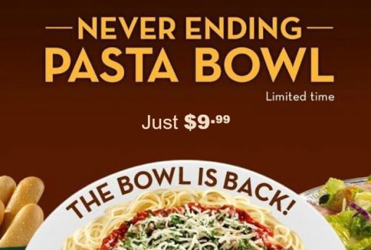 Never Ending Pasta Bowl is back at Olive Garden