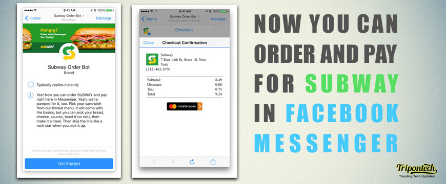 Order Subway from a dedicated Facebook Messenger Bot