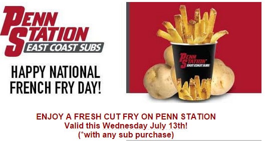 Penn Station Free French Fries on National French Fry Day