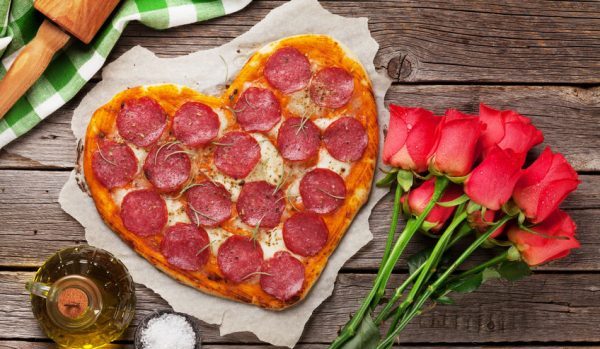 heart-shaped-pizza-and-red-roses